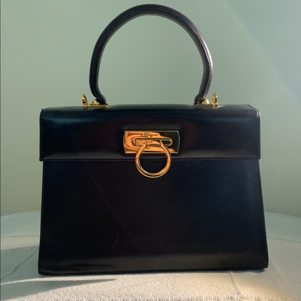 Vintage Salvatore Ferragamo black structured purse